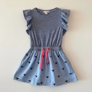J. Crew Crewcuts Bumble Bee Mixed Media Dress Girls Size 4 Blue Gray